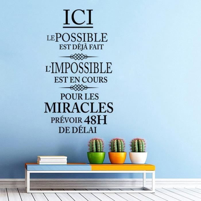 Noire Ici Creative Sticker Mural Pour Chambre A Coucher Decoration