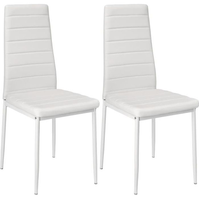 Lot de 2 chaises de salle à manger salon cuisine design blanche 1908008