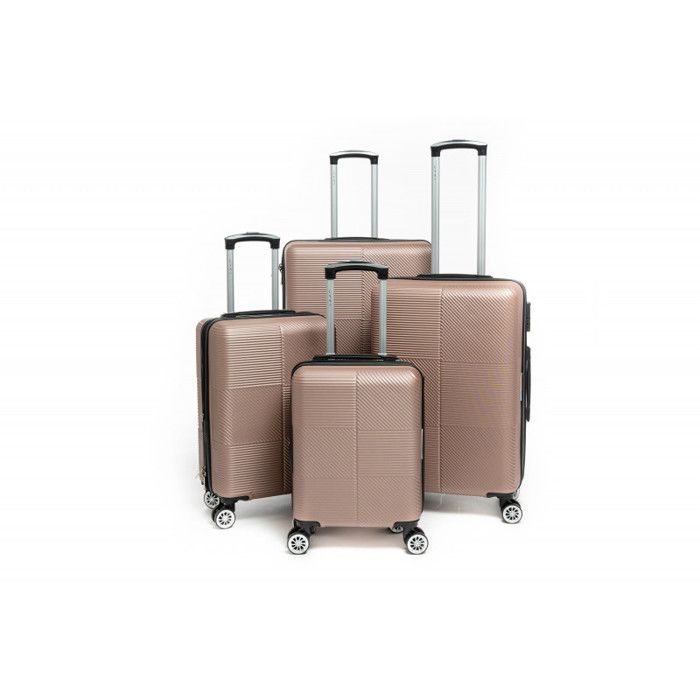 Lot de 4 Valises extensibles ABS rigides + 30% de volume - Lys Paris - Rose Gold.