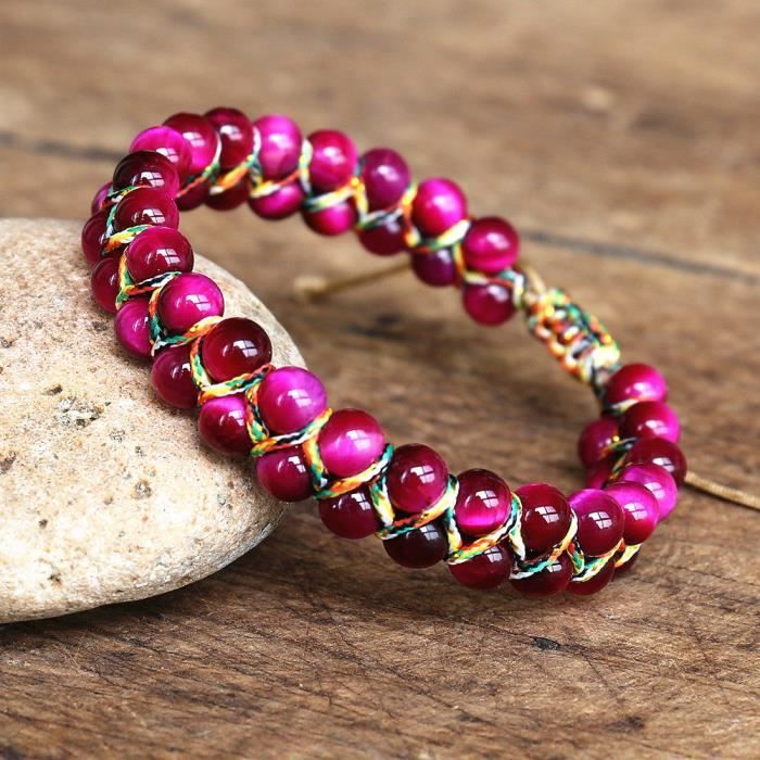 Perles en pierre de lune naturelle, opale, Rose rouge œil de chat, pour la  fabrication de bijoux, Bracelets, fournitures, 15 pouces/brin, 4 6 8 10mm -  AliExpress