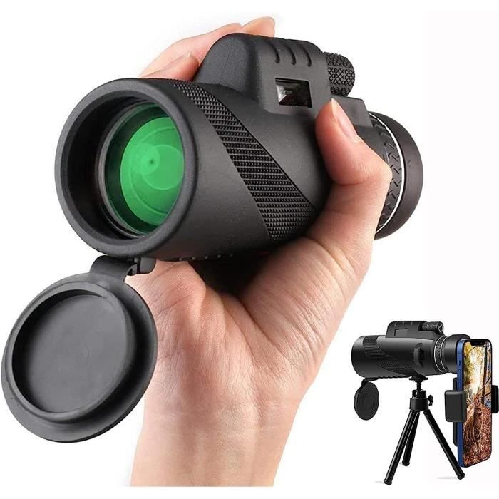 Monoculaire 12x50 Avec Prisme BAK4 Et Lentilles FMC - Trépied Et Support Smartphone Inclus - Idéal Randonnée, Chasse, Observation - 12