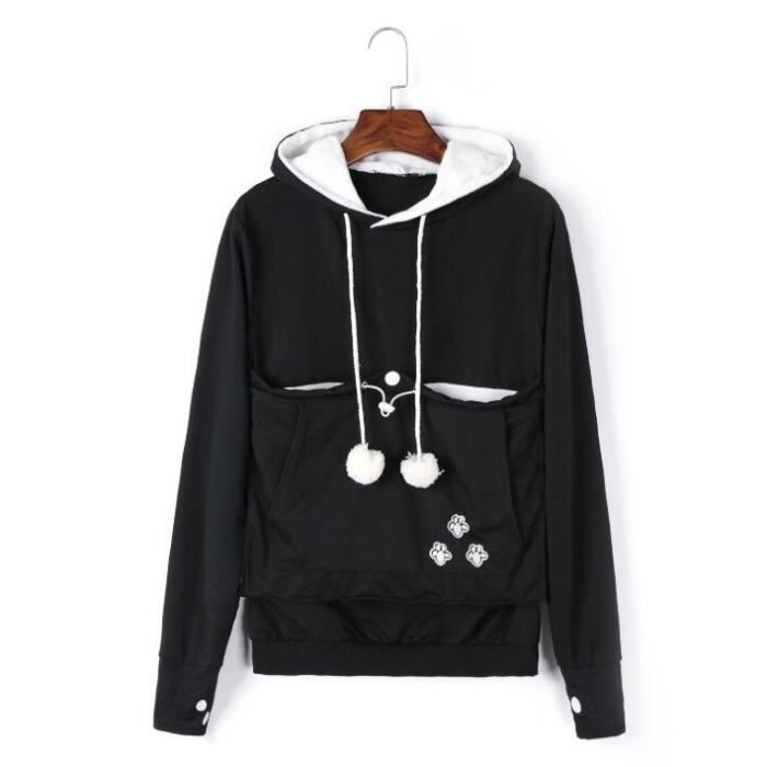 Manteau Blouson Sweat Shirt A Capuche Chat Pour Adulte Vetement Decontracte Unisexe Avec Poche De Kangourou Pour Type Black L Cdiscount