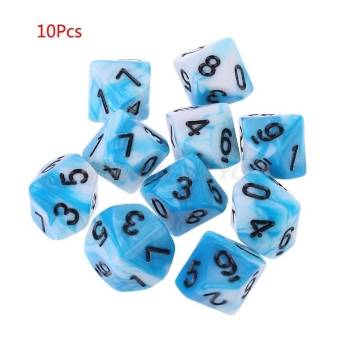 WOWOWO 10 pièces/Ensemble 20 Faces D20 dés polyédriques numéros Cadrans Table de Bureau Jeu de société 