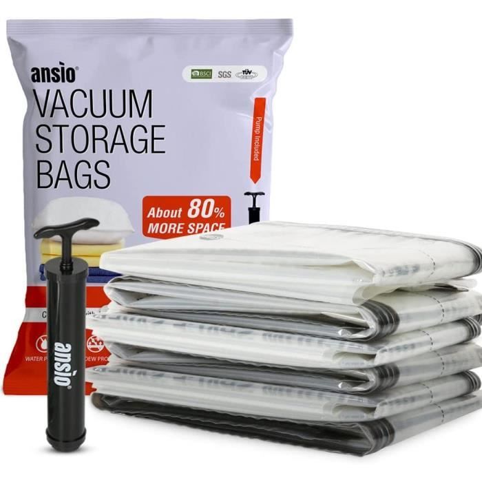 Sac Compression Sous Vide – Gain De Place 75%, Réutilisable, Pour Couettes Et Vêtements, Taille L Beige - 6