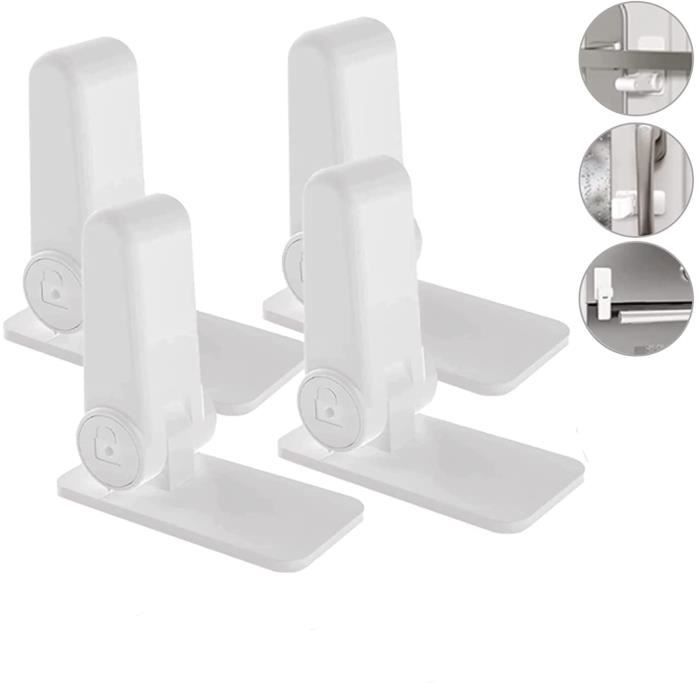 4x Bloque-Porte Sécurité Enfant - Verrou Adhésif Pour Poignées De Porte, Fenêtres Et Armoires - Protection Bébé