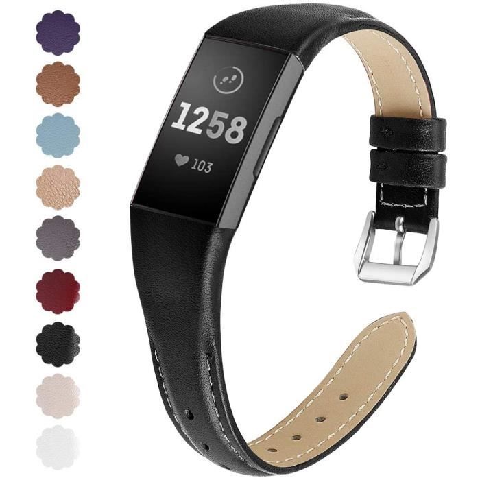 Bracelet Compatible avec Fitbit Charge 4 Charge 3 Bandes Cuir