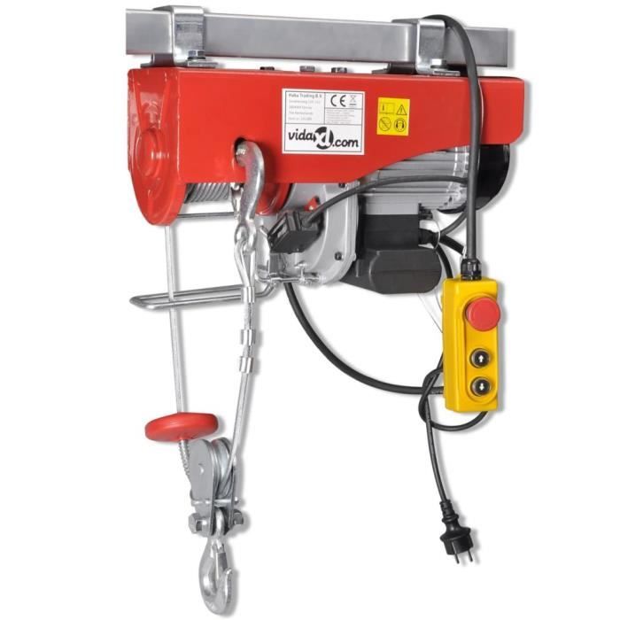 Palan électrique 1800W,TEENO,Ascenseur Treuil électrique 220V, Suspension Simple Et Double 500KG/1000KG,Rouge - Bricolage