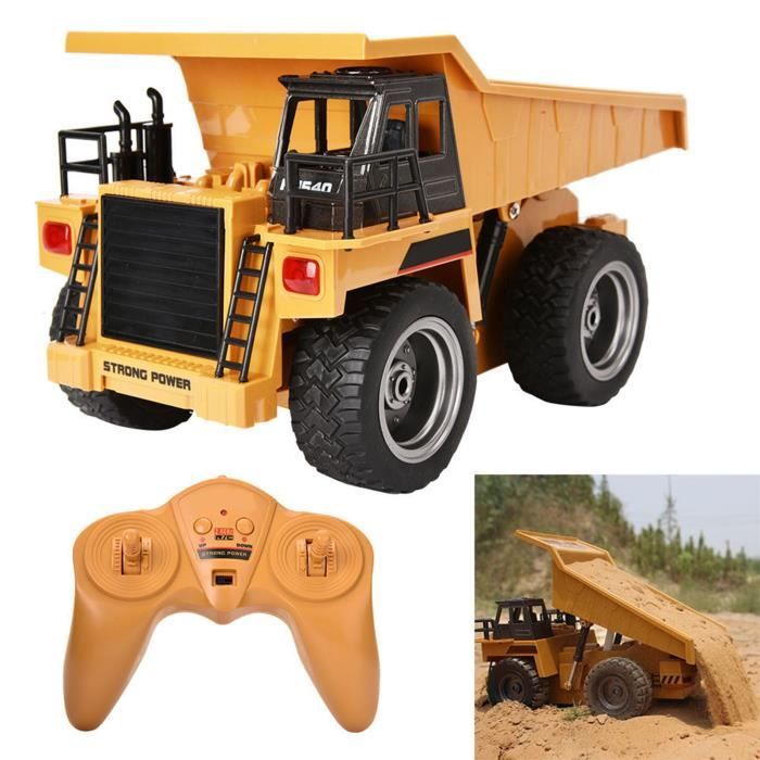 Top Race Camion à Benne Télécommandé 1:18 – 6 Canaux, Lumières & Son, Pour Enfants 3-7 Ans