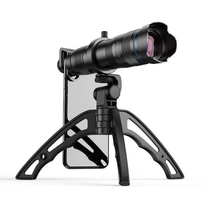 cam,objectif télescopique 28X,caméra de téléphone + trépied selfie