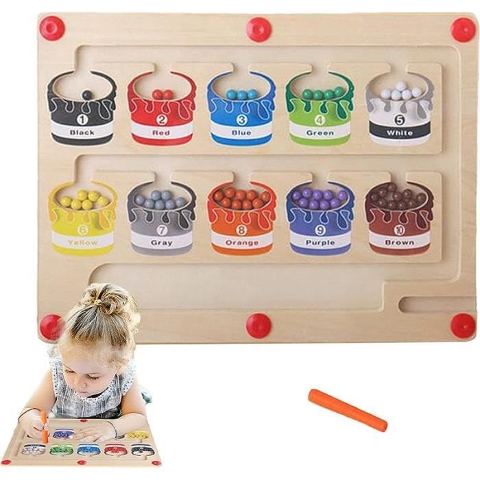 Jeu Éducatif Magnétique en Bois – Casse-Tête de Tri des Couleurs et Logique pour Enfants