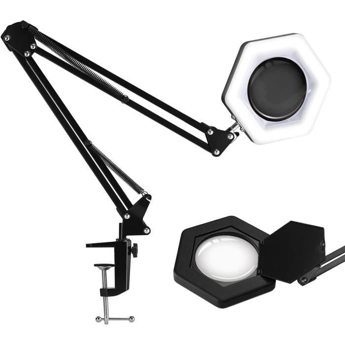 Jubor Lampe De Bureau Loupe, 10X 15X Loupe Avec Lère Et