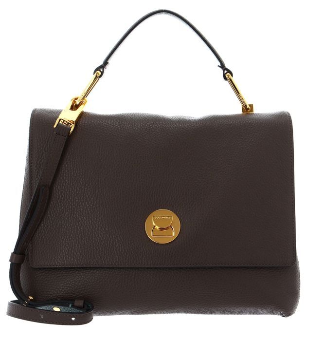 COCCINELLE Sac a main brun fonce en cuir pour femme Liya Handbag Coffee Kale Green 228278