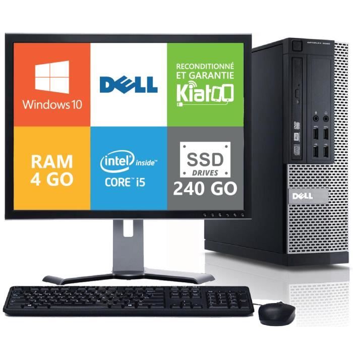 Dell - PC Bureau OptiPlex 790 - Intel Core i5 - RAM 4 Go - Stockage 240 Go SSD - 17 pouces - Windows 10 - Reconditionné - Dell