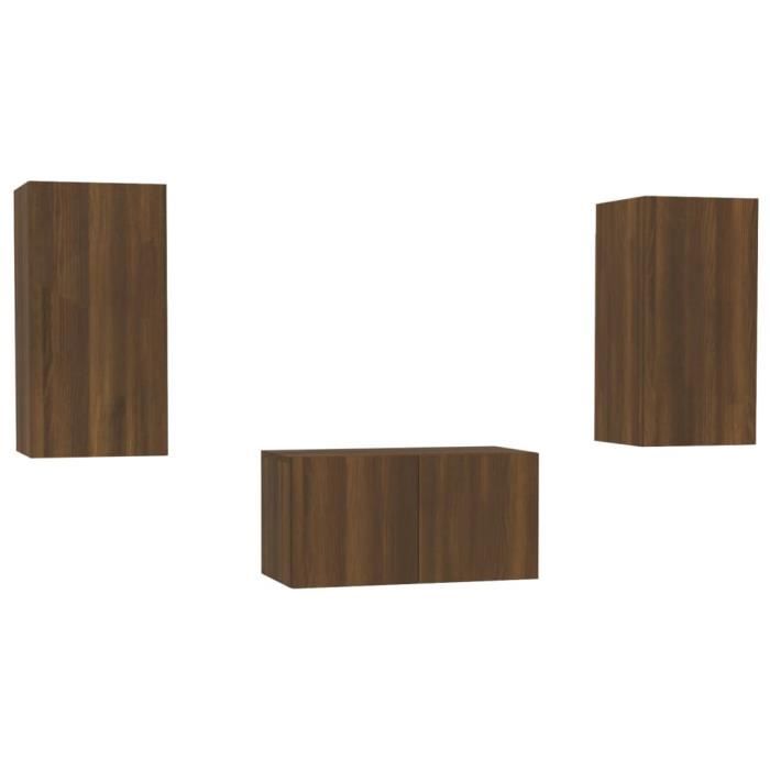 Drfeify Ensemble de meubles TV 7 pcs Chêne fumé Bois d'ingénierie