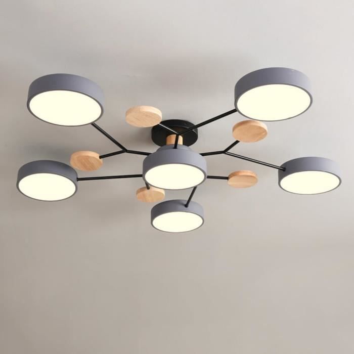 Ppeivcd Plafonnier nordique ultra fin moderne simple LED plafonnier encastré plafonnier rond couleur noyer plafonnier intérieur en bois pour chambre à coucher salon
