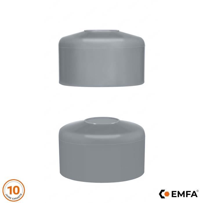 EMFA Capuchon Pour Poteau Carré 30x30 Mm Gris 10 Pièces Chapeau De Clôture Tube Plastique 3x3 Cm