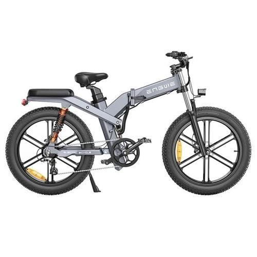 VTT Électrique pliable adulte homme ENGWE X26 Autonomie 100km Pneus tout terrain 26 pouces tout suspendu Fat Bike 48V29.2A Gris