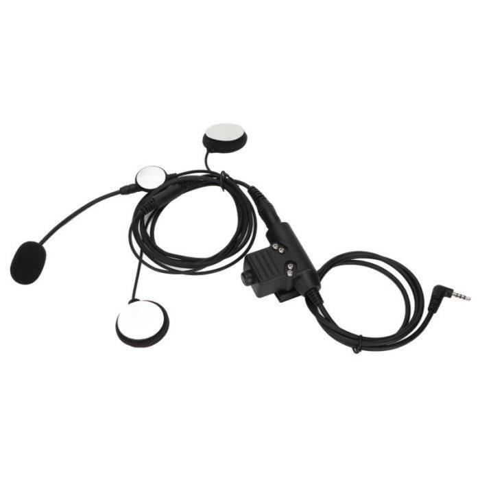 TALKIE WALKIE Cuque casque bilatéral de moto + U94 PPT Casque militaire 71mm Casque bilatéral