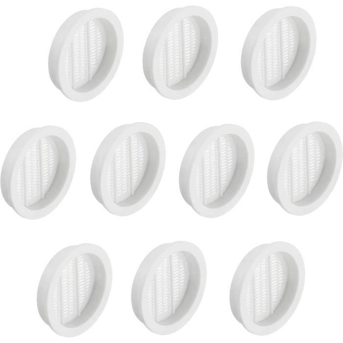 Gedotec Grille d'aération ronde anti-insectes | Lot de 10 grilles d'aération blanches 60 mm | Intérieur et extérieur