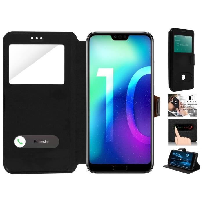 Housse étui à Clapet Pour Honor 10 - Style Bookstyle, Noir, TPU, Neuve