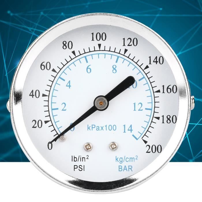 De Pression Du Cadran, Manomètre à Double échelle Axial 0 à 1bar / Kpax100 0 à 15psi 2,5 Pouces Compteur De Cadran Pour L'air, Eau, Carburant Avec, Jauges De Pression
