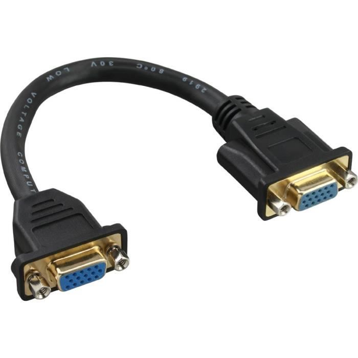InLine® VGA Adapterkabel, 15pol. VGA Femelle vers Femelle, zum Einbau, Contact or, 0,2m