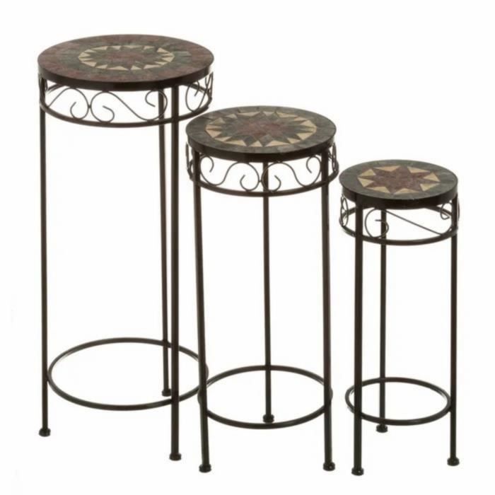 set de 3 sellettes, table haute coloris noir - longueur 30 x profondeur 30 x hauteur 66 cm