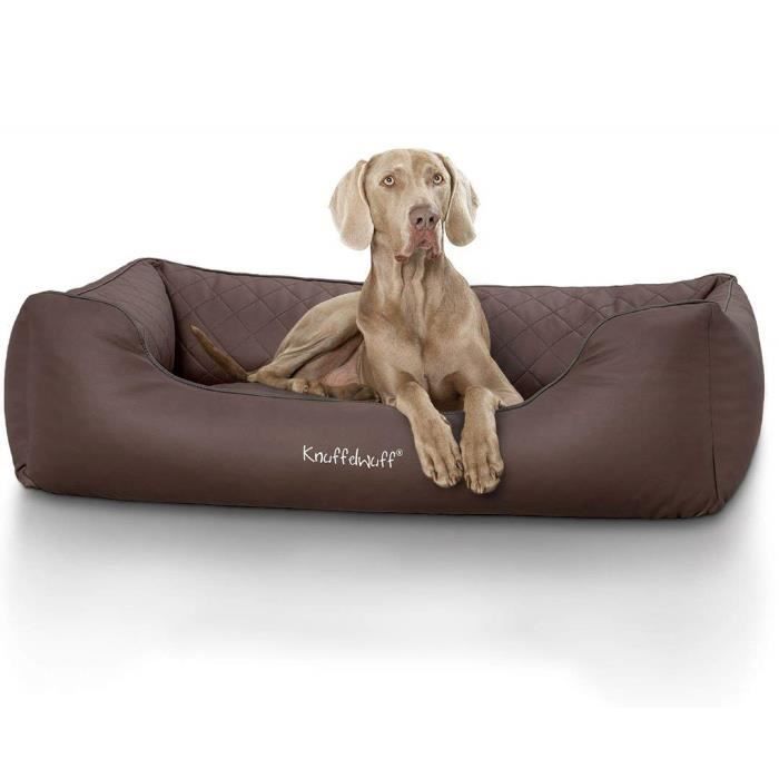 Comparer les prix de Knuffelwuff Milan Panier, Lit, Coussin, Corbeille pour chien, cuir surpiqué, matelassé, marron XXL 120 x 85cm