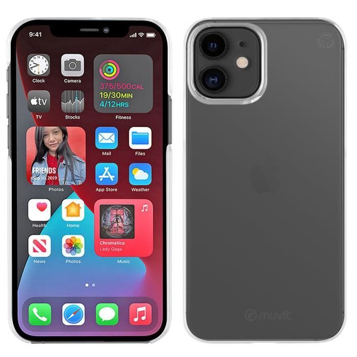 MUVITCHAN Recycletek Coque transparente rigide pour Iphone 12 pro max