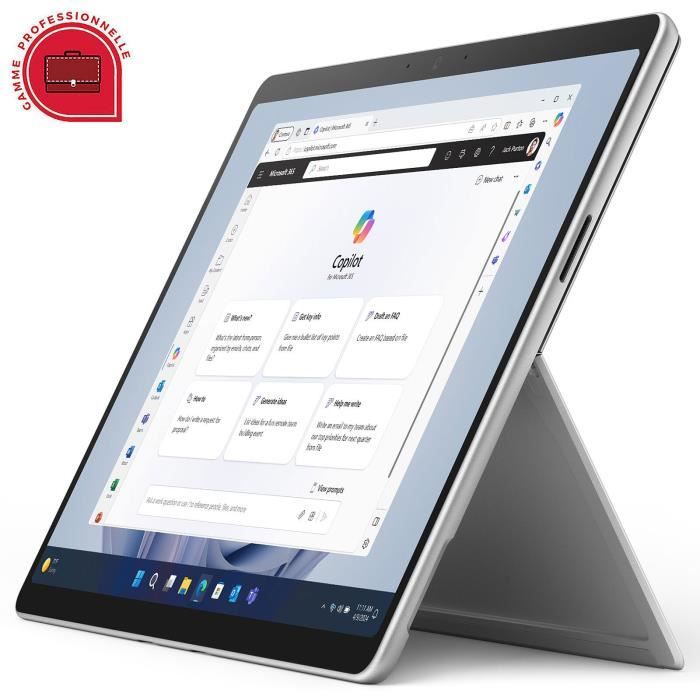 Ordinateur portable professionnel avec écran tactile 13 processeur Intel Core Ultra 7 165U 16 Go de RAM et SSD de 256 Go.