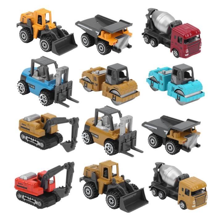 Camion Construction Métal Top Race 1:50 - Grue + Bétonnière - Jouet Collection 3ans+ - Lot 2
