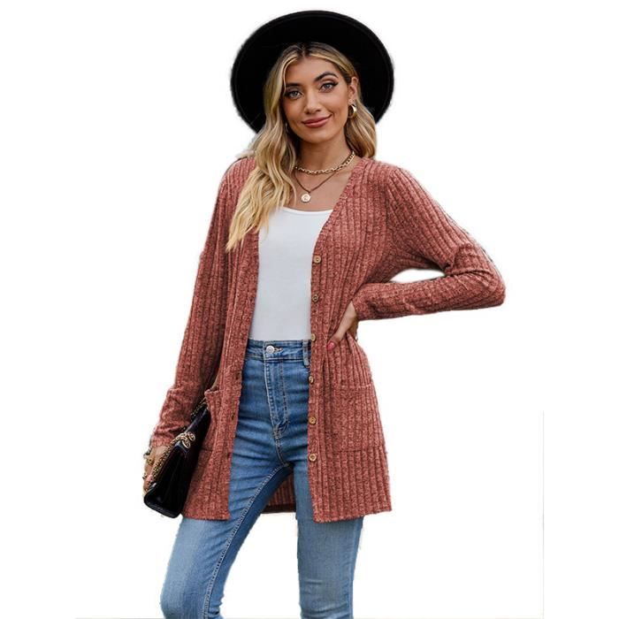 Gilet long femme avec boutons outlet