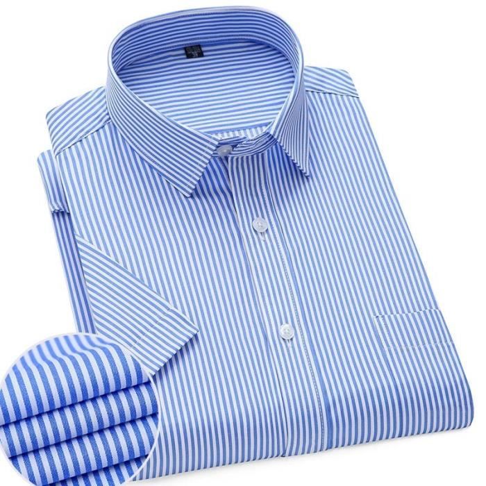 Chemise homme manches longues col montant coupe cintrée KJEHOME - Bleu