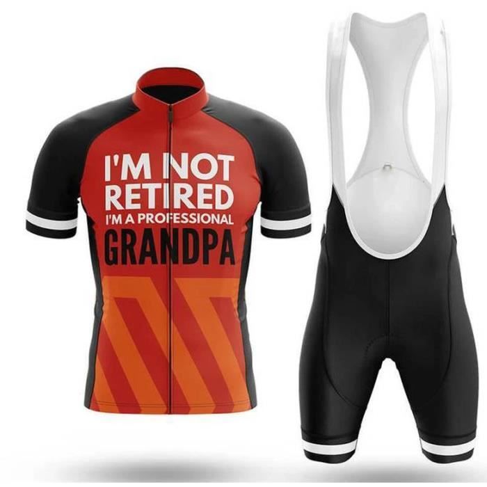 I M NOT RETIRED Maillot Cyclisme Homme Manches Courte Ete Loisir Cuissard a Cycliste GEL Tenue de VTT Pro Full Set Fete des peres Cdiscount Sport
