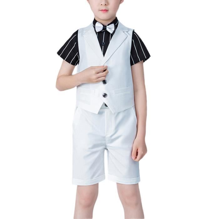 4 Pieces Garcon Costumes De Soiree Enfant Costume De Ceremonie Banquet Bapteme Costard De Fete Summer Mariage Costumes Blanc B Blanc B Cdiscount Pret A Porter