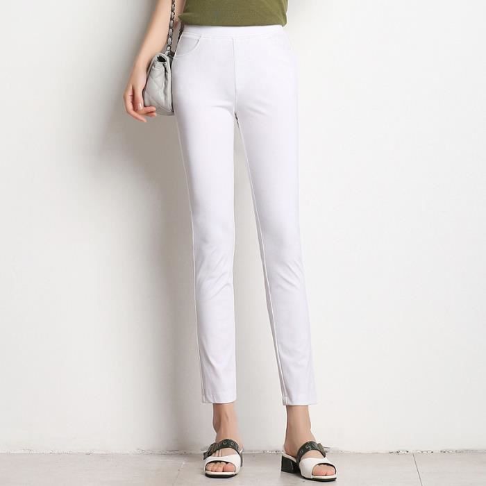 Pantalon blanc stretch femme new arrivals