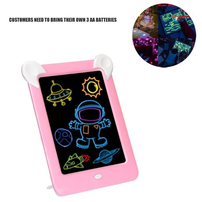 3D Tablette d/'écriture LCD avec Lumière Ardoise Magique Enfants Dessin Graffiti