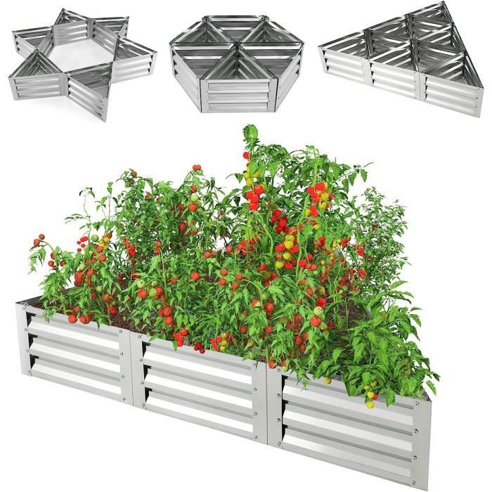 Carré Potager En Bois 120 Cm - Bac De Jardinage Rectangulaire Sans Fond Pour Légumes, Fleurs Et Fruits