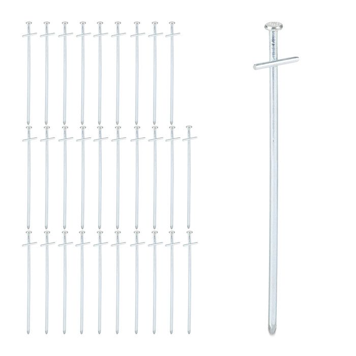 Lot De 30 Piquets De Tente Relaxdays – Acier Inoxydable, 23 Cm, Pour Sols Durs, Auvents Et Bâches
