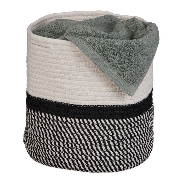 2 Paniers De Rangement Tressés Noir - Coton, 14x13 Cm - Pliables, Pour Cosmétiques, Bureau, Salle De Bain