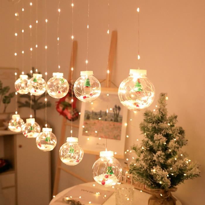 Lot de 3 Boules Lumineuses LED Blanc Chaud en Verre Craquelé à Piles
