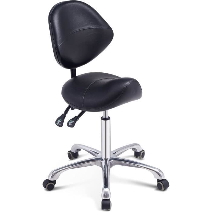 Tabouret Ergonomique Selle Avec Dossier - Score Amazone - Noir Stamskin - Assise Active Professionnelle