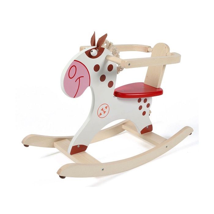 Cheval bascule en bois avec arceau amovible Scratch Poney