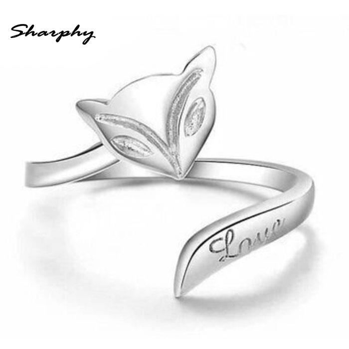 Sharphy Bague Femme 925 Argent Renard Love Bague Reglable Argent