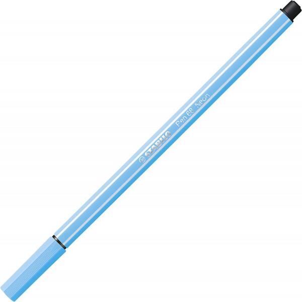 Feutre de dessin STABILO Pen 68 - pointe moyenne - Bleu fluo