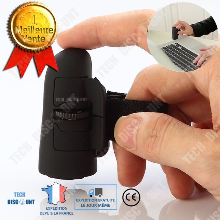 TD® Souris sans fil bague ergonomique wifi optique silencieuse doigt intelligent usb verticale PC haute définition noir universel