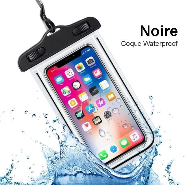 Tikawi Pochette Housse etanche Noire Universelle iPhone 8 Plus X XR XR MAX 7 7 Plus Sony HTC Huawei Wiko Sac de Protection