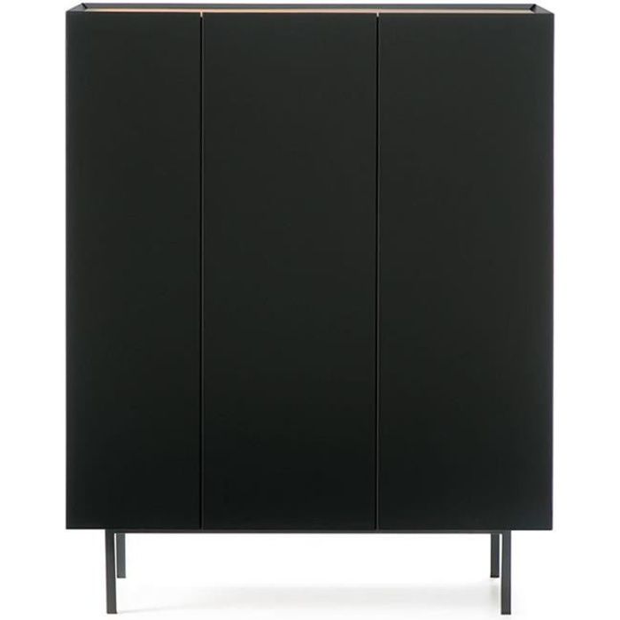 meuble bar 3 portes noir/chêne - melys - l 95 x l 40 x h 120