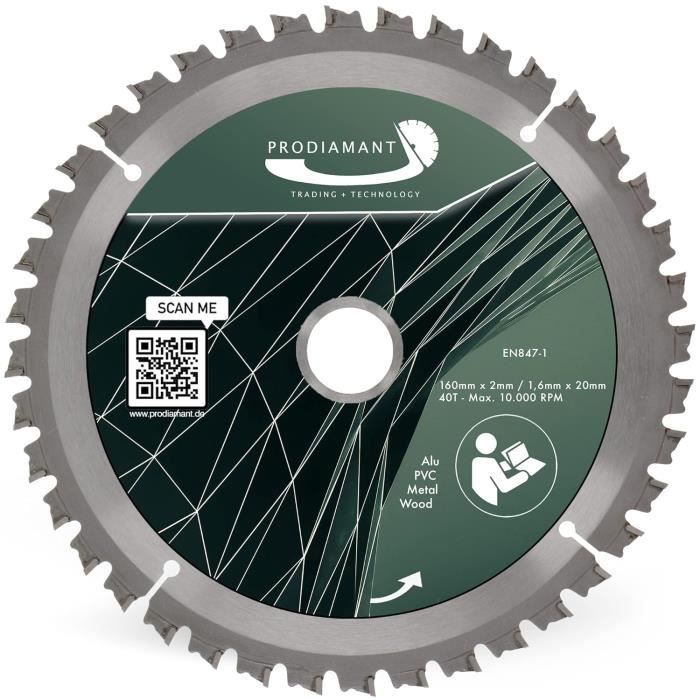 Lame de scie circulaire Wolfcraft pour bois - 160 mm - Sciage fin