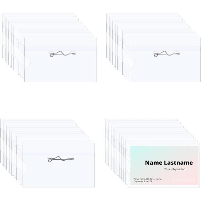 50 Sangles De Badge D'identification Transparentes PVC - Avec Bouton Pression Et œillet - 12x7.4cm - 1